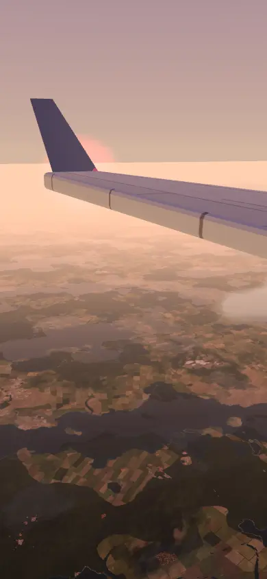 Wing at sunset with warm haze